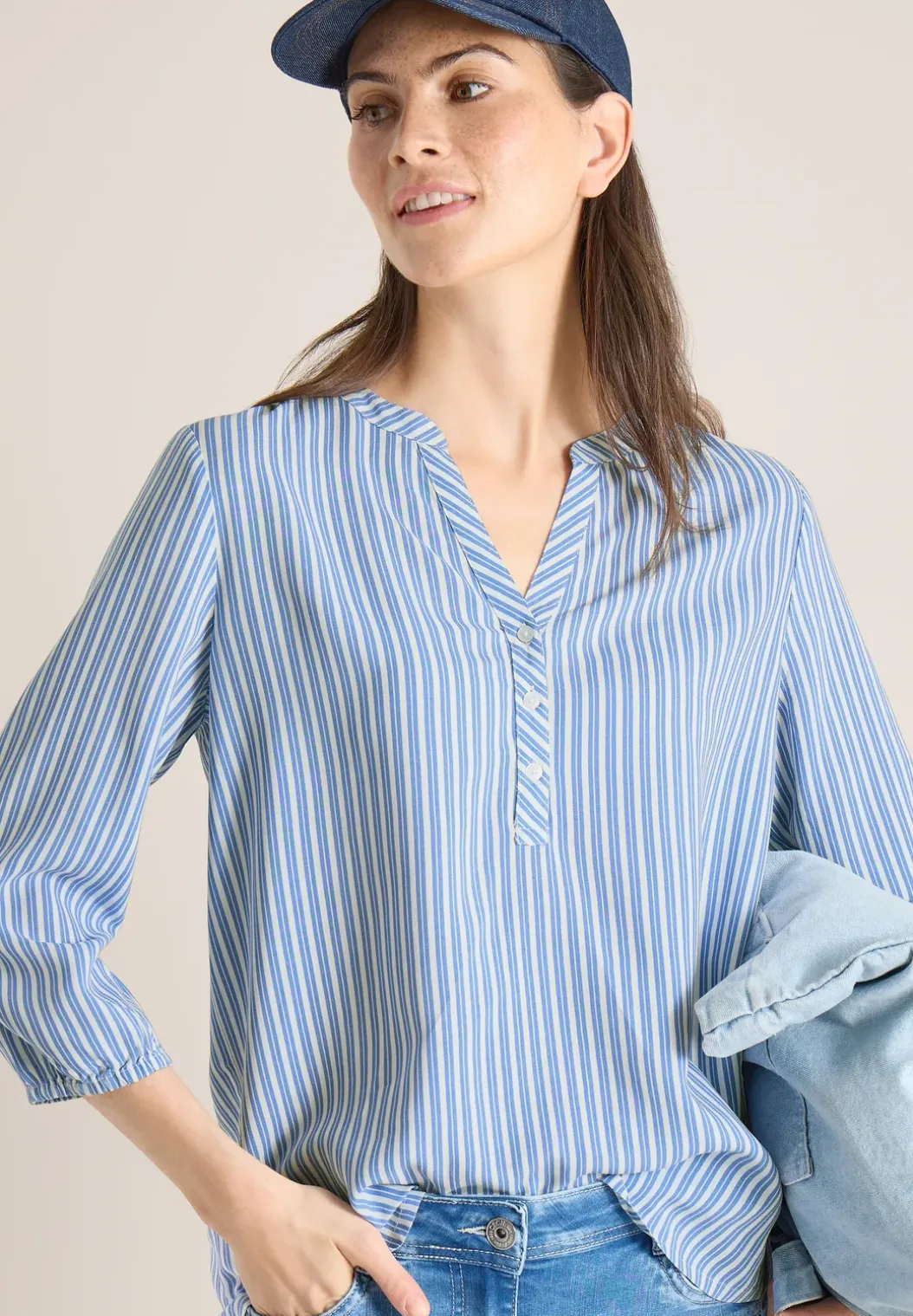 3/4 mouw blouse met gestreept patroon