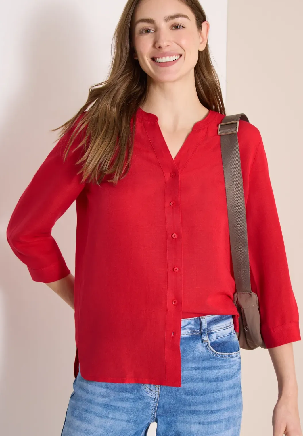 3/4 mouw blouse van linnenmix