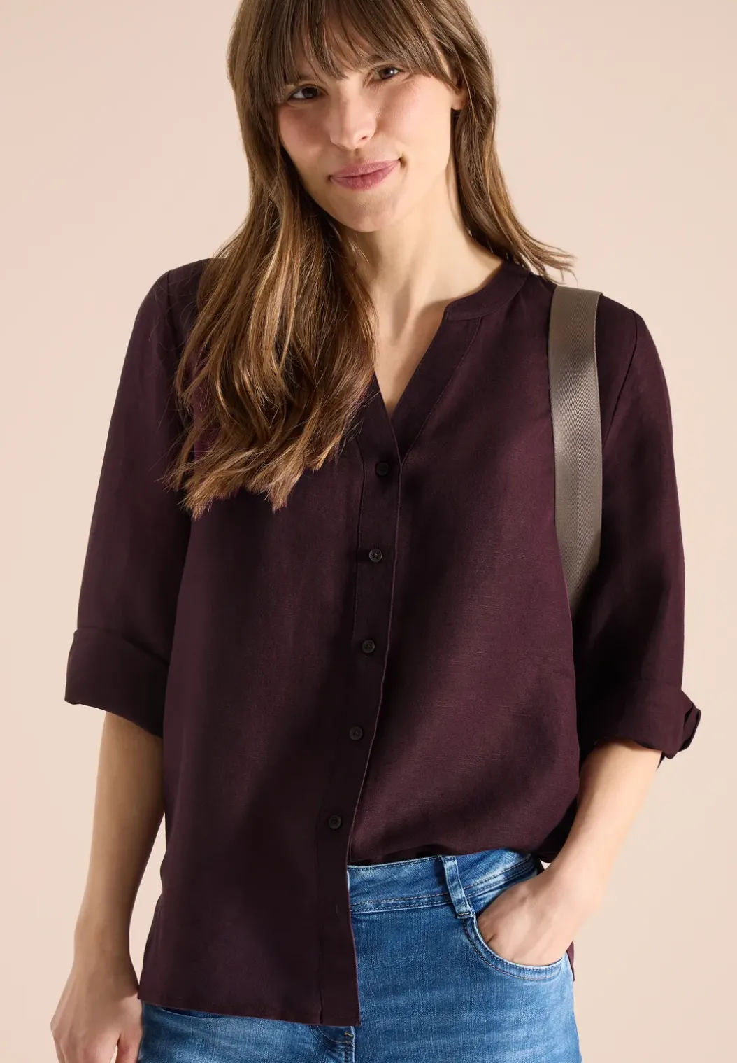 3/4 mouw blouse van linnenmix