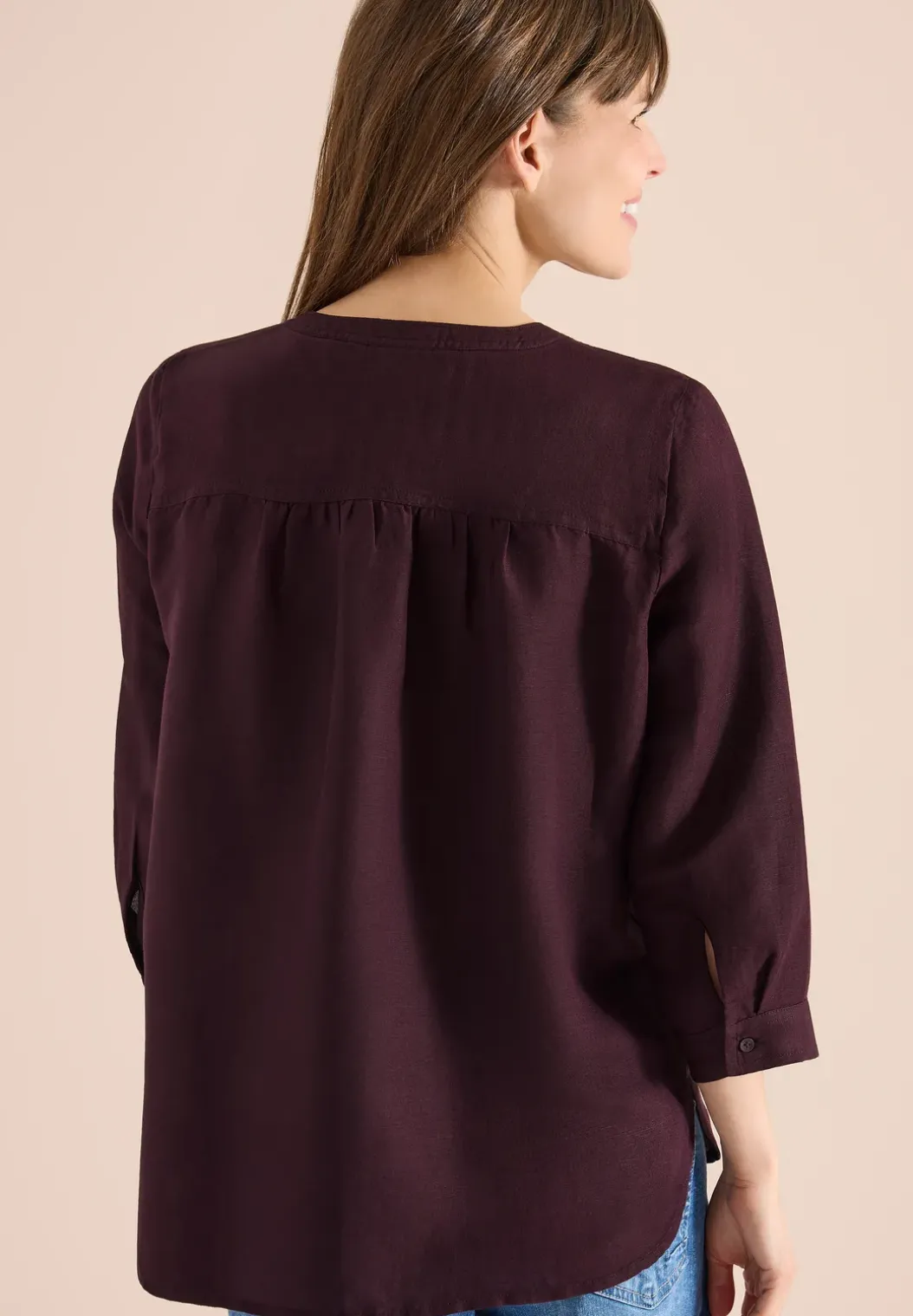 3/4 mouw blouse van linnenmix