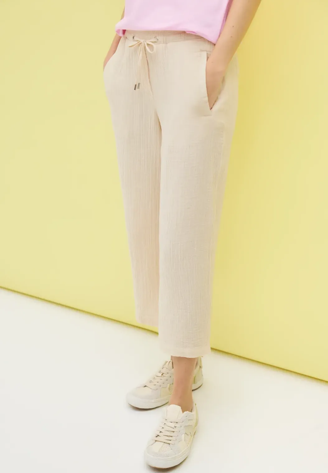 3/4 wide leg mousseline broek