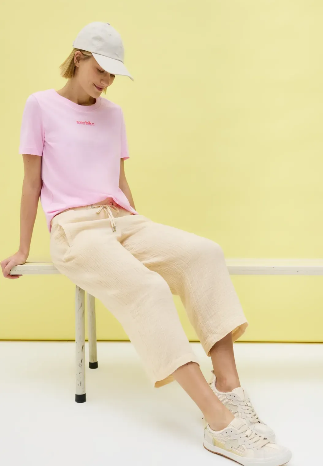3/4 wide leg mousseline broek