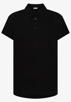 Basic blouse met overhemdkraag in effen kleur