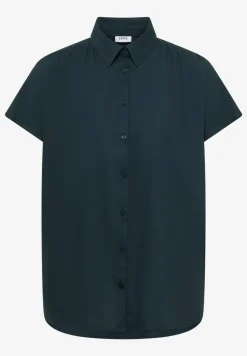 Basic blouse met overhemdkraag in effen kleur