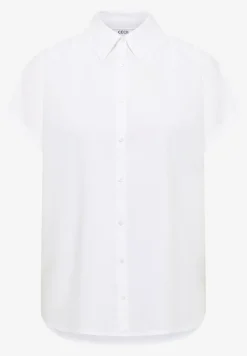 Basic blouse met overhemdkraag in effen kleur