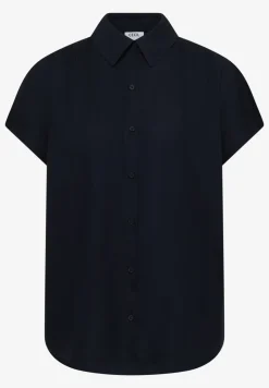 Basic blouse met overhemdkraag in effen kleur