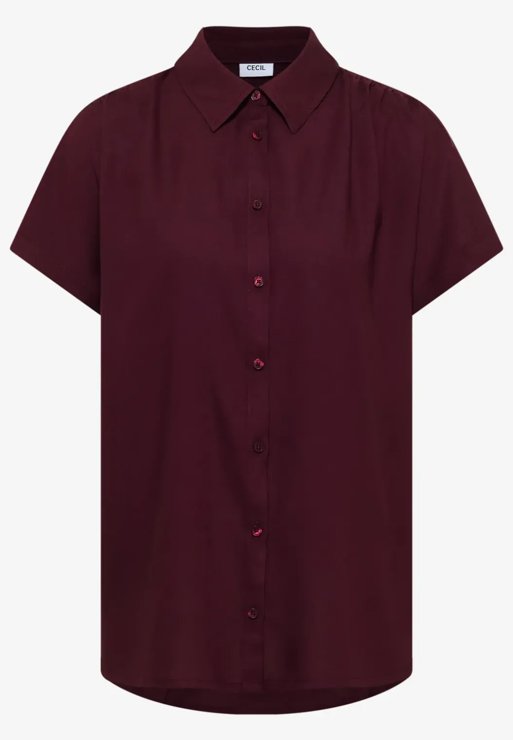 Basic blouse met overhemdkraag in effen kleur