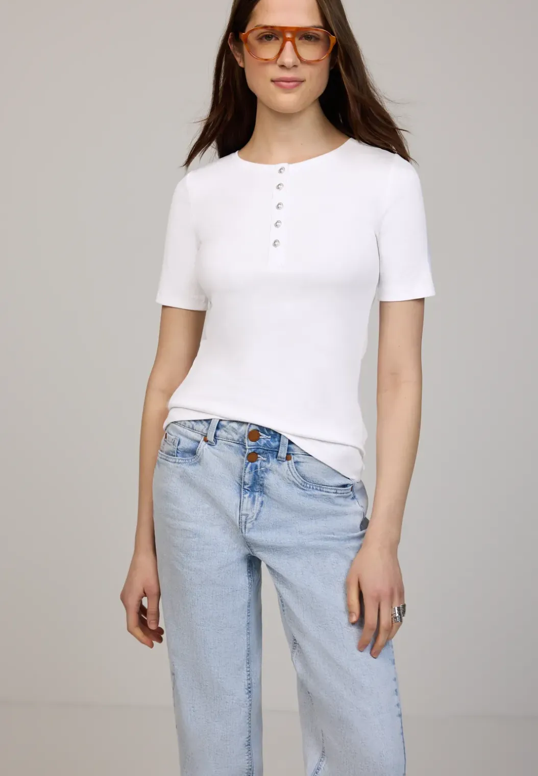 Basic Shirt met geribde textuur