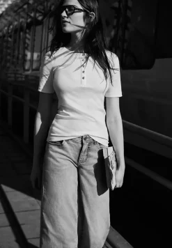 Basic Shirt met geribde textuur