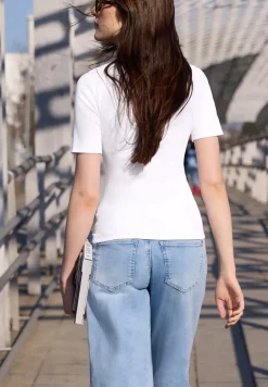 Basic Shirt met geribde textuur