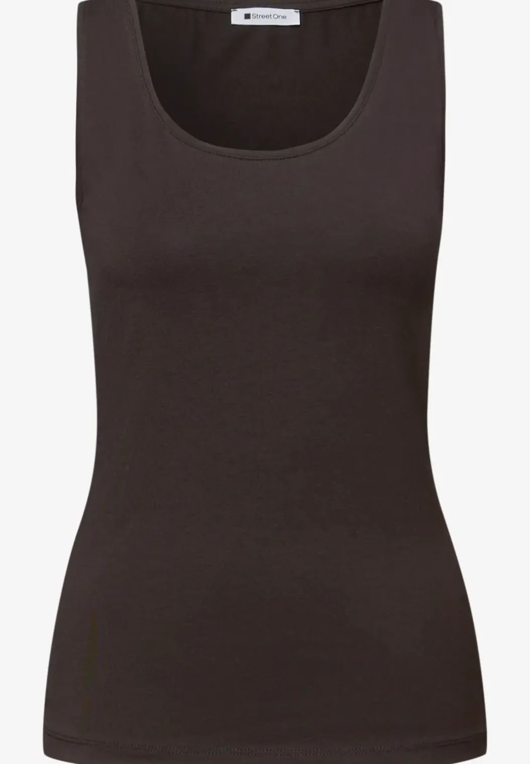 Basic top met ronde hals in effen kleur