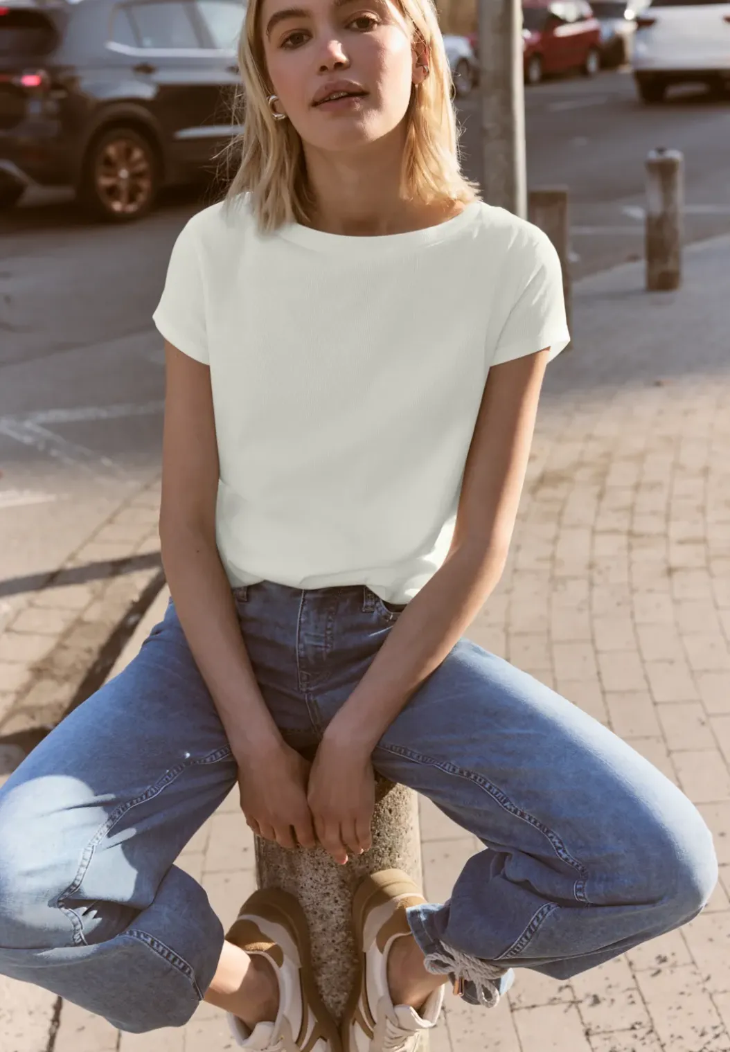 Basic shirt met boothals