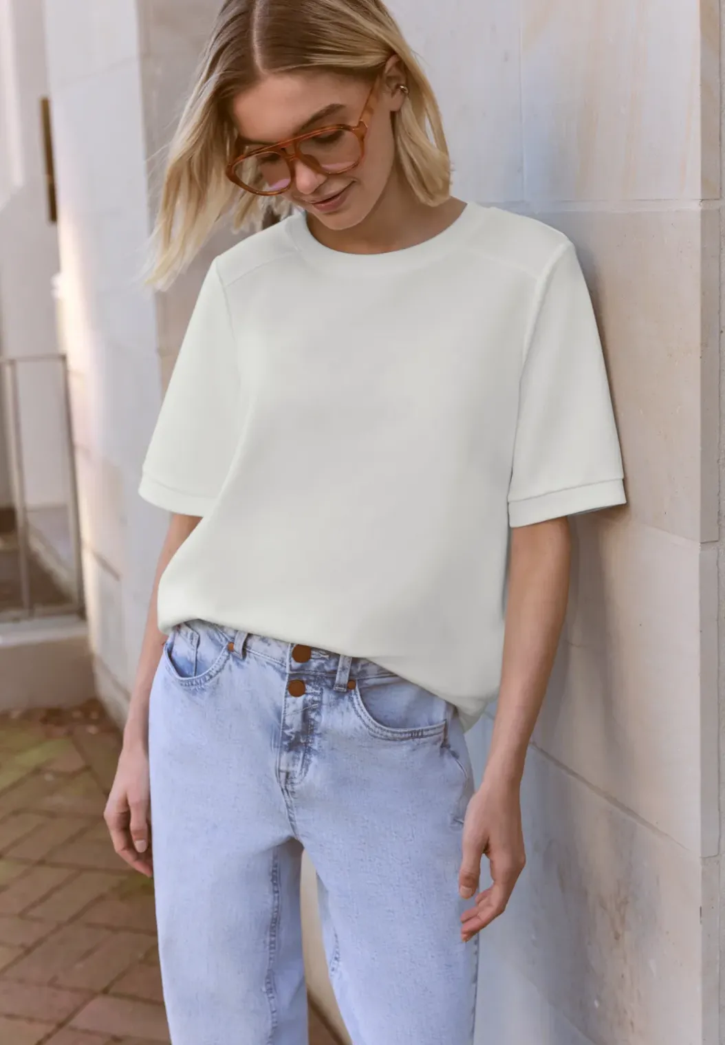 Basic Shirt met korte mouwen en ronde hals
