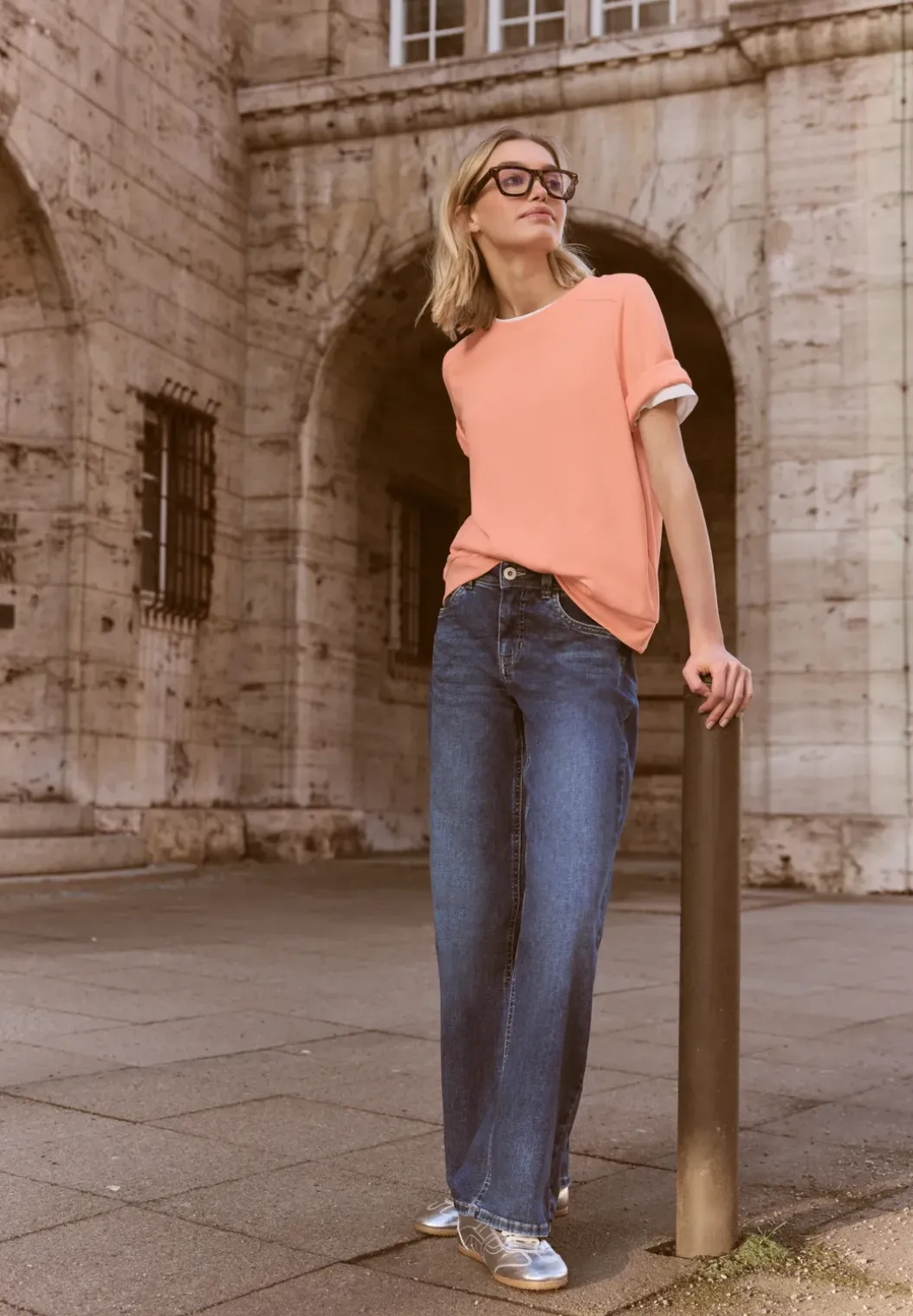 Basic Shirt met korte mouwen en ronde hals