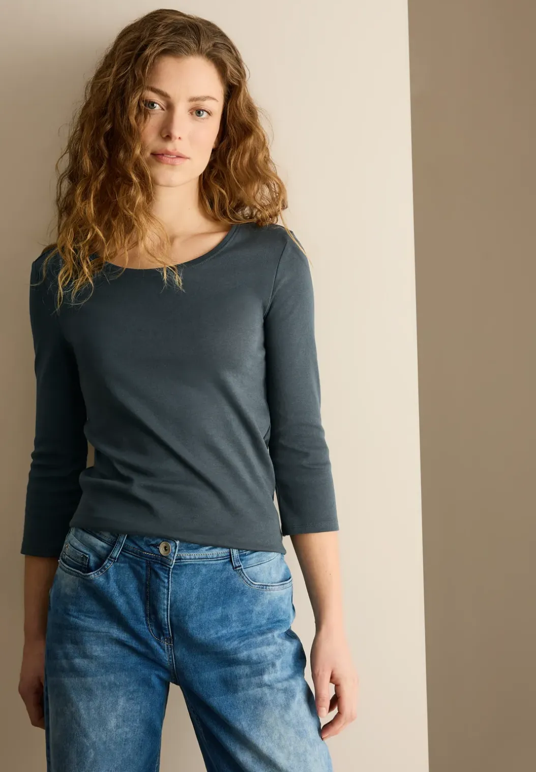 Basic shirt met ronde hals
