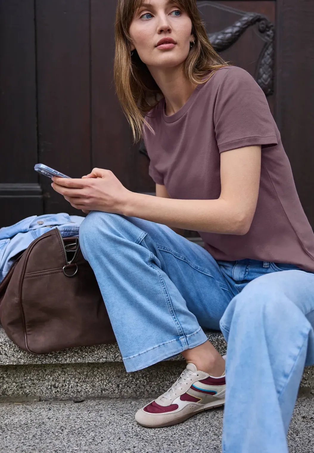 Basic Shirt met ronde hals en korte mouwen