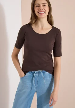 Basic Shirt met ronde hals in effen kleur