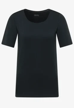 Basic Shirt met ronde hals in effen kleur