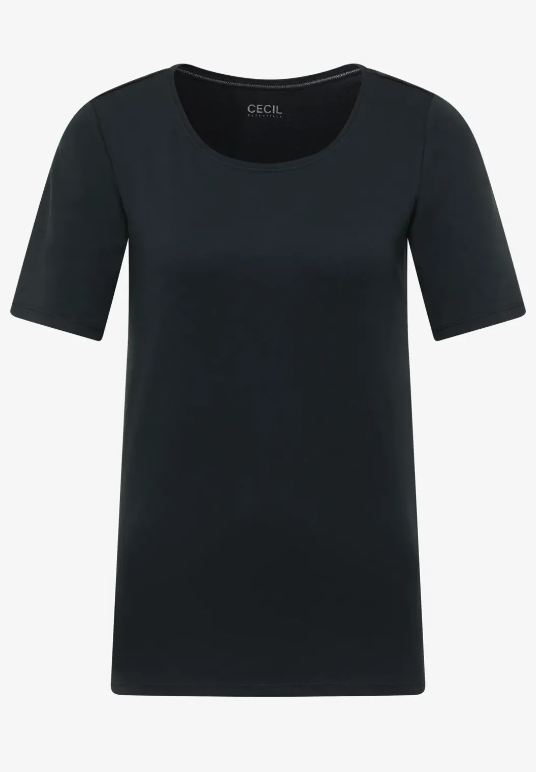 Basic Shirt met ronde hals in effen kleur