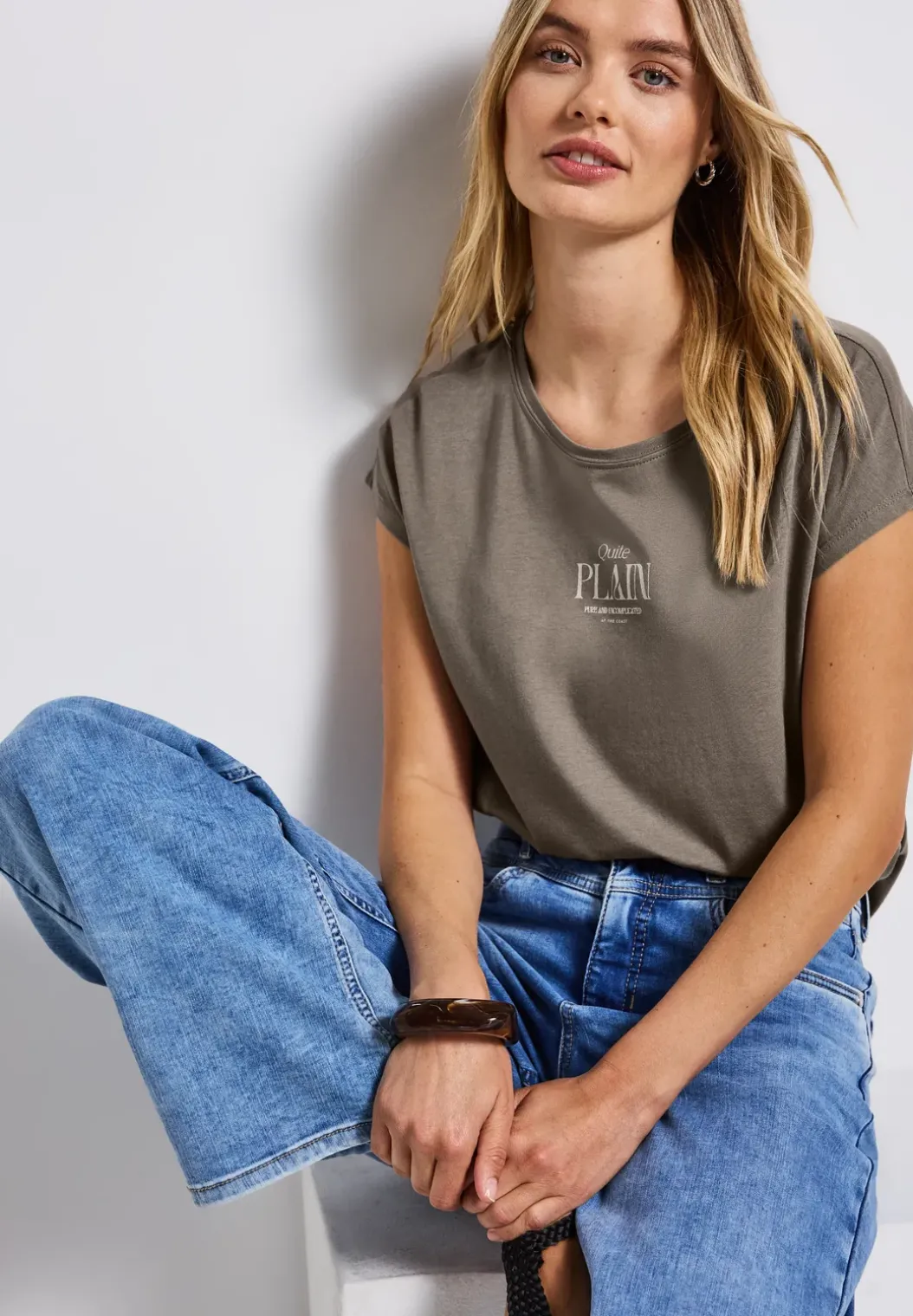 Basic shirt met tekst