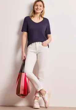 Basic Shirt met V-hals in effen kleur
