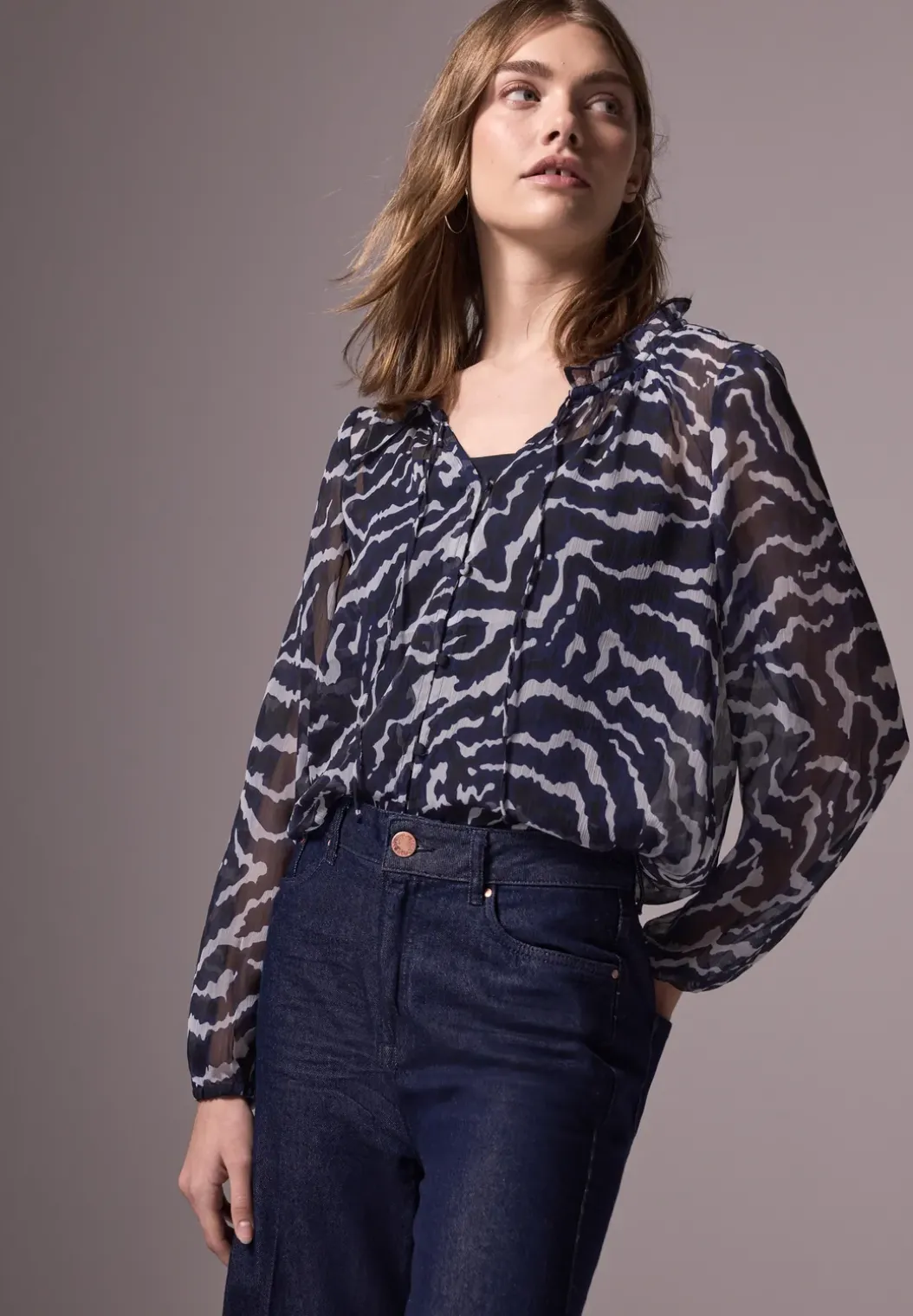 Bedrukte chiffon blouse
