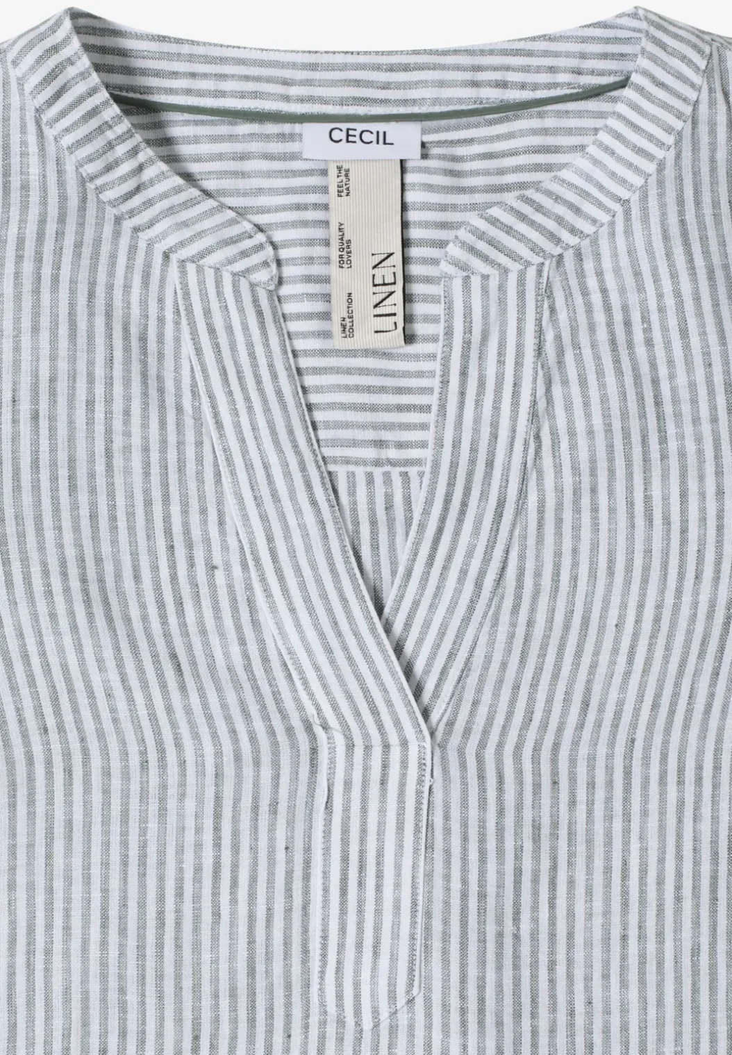 Blouse met 3/4 mouwen en gespleten hals in linnen