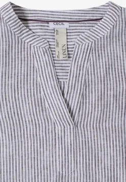 Blouse met 3/4 mouwen en gespleten hals in linnen