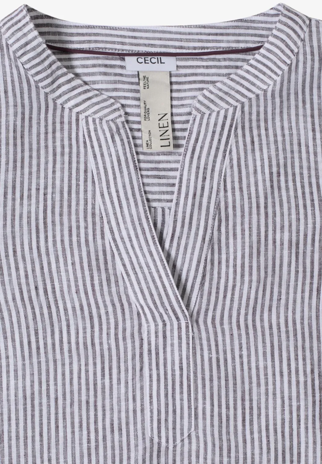 Blouse met 3/4 mouwen en gespleten hals in linnen