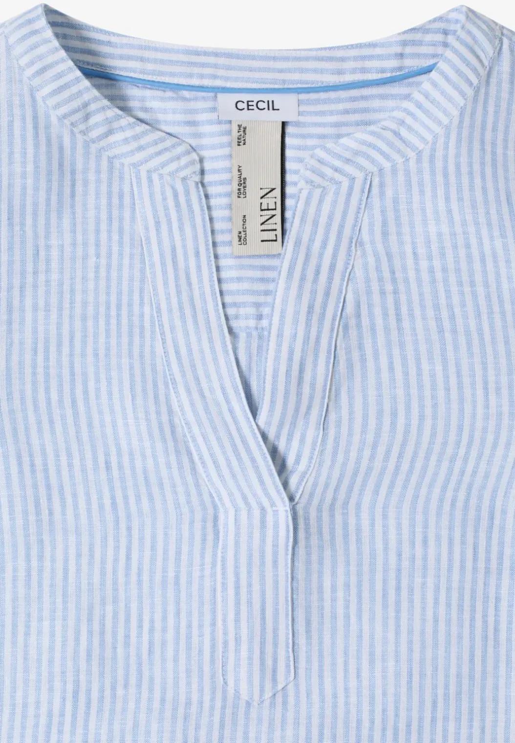 Blouse met 3/4 mouwen en gespleten hals in linnen