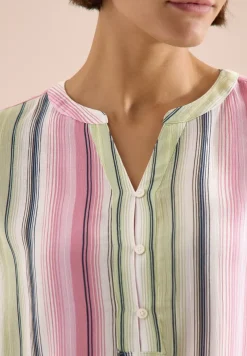 Blouse met 3/4 mouwen en meerkleurige strepen