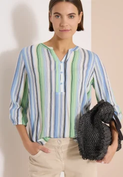 Blouse met 3/4 mouwen en meerkleurige strepen
