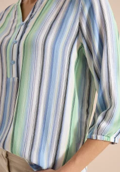Blouse met 3/4 mouwen en meerkleurige strepen