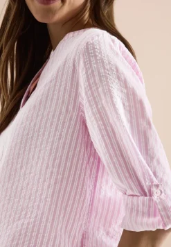blouse met 3/4 mouwen in seersucker kwaliteit