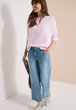 blouse met 3/4 mouwen in seersucker kwaliteit