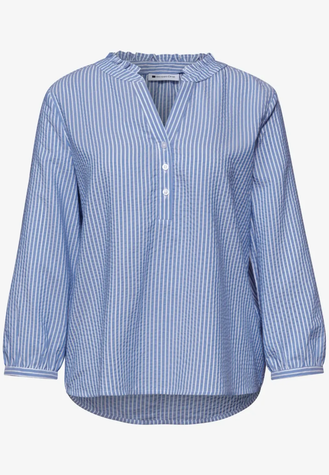 blouse met 3/4 mouwen in seersucker kwaliteit