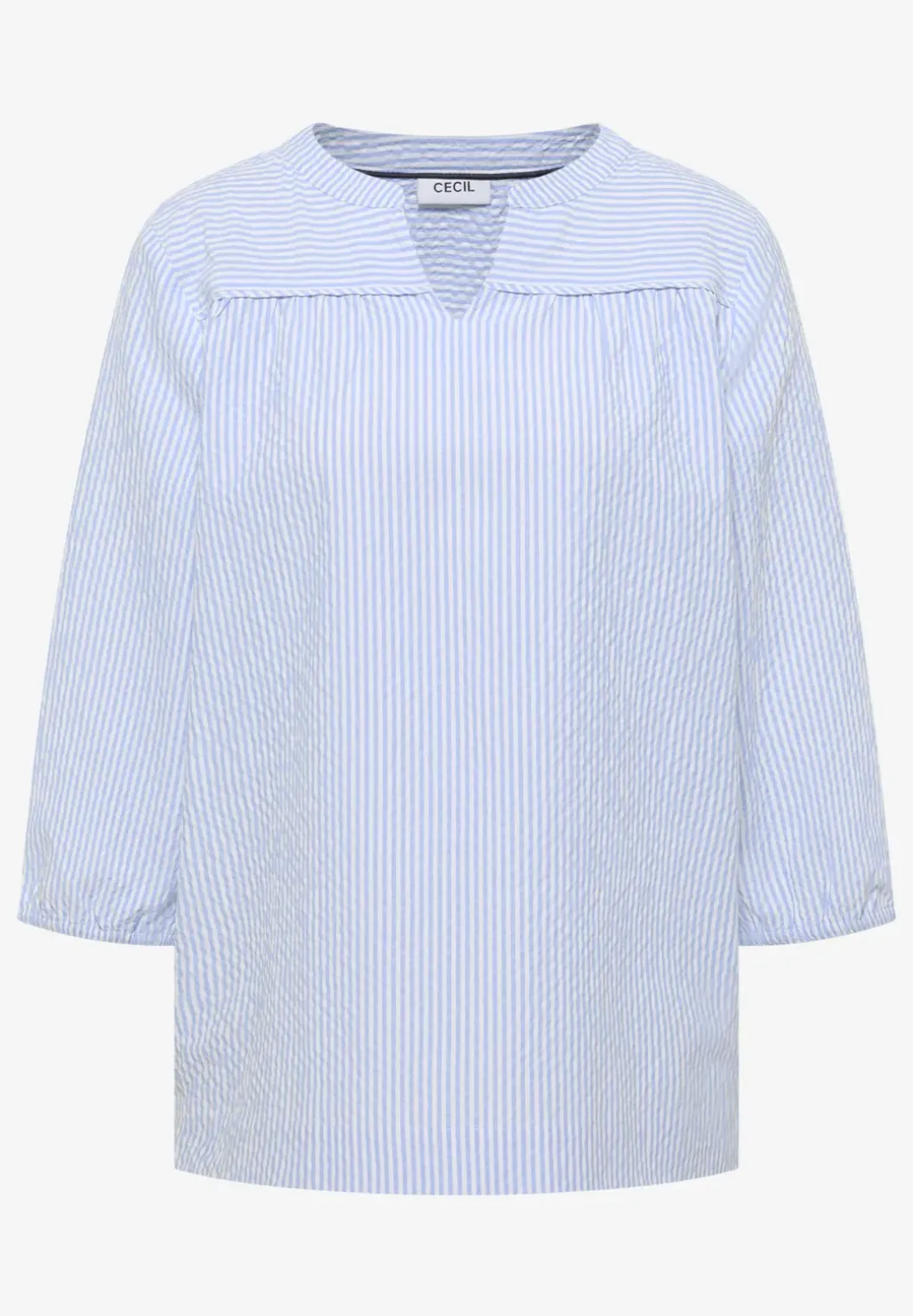 blouse met 3/4 mouwen in seersucker kwaliteit