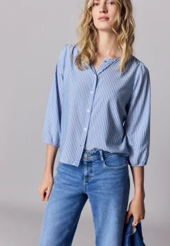 blouse met 3/4 mouwen in seersucker kwaliteit