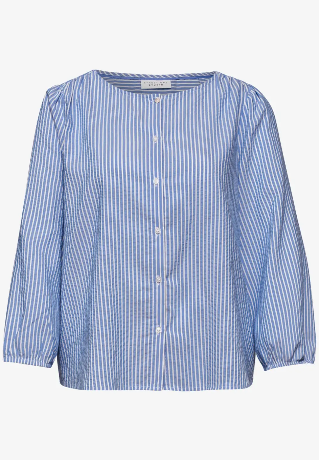 blouse met 3/4 mouwen in seersucker kwaliteit