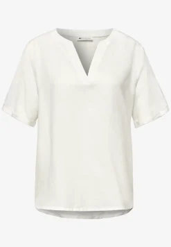 Blouse met gespleten hals van linnenmix