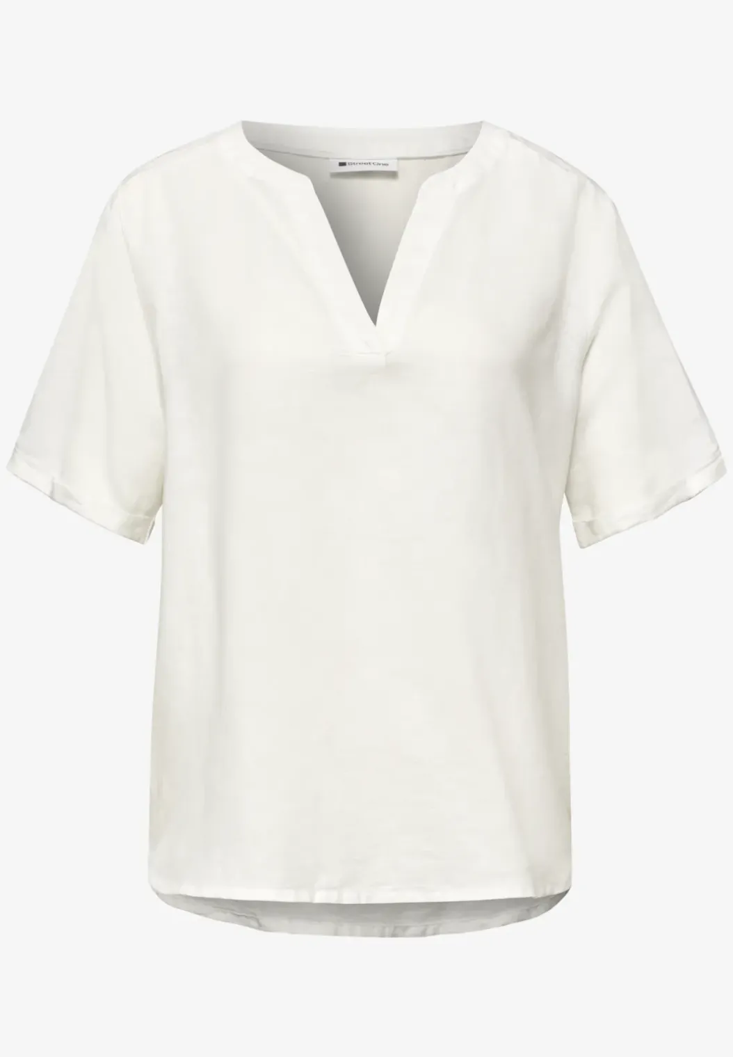 Blouse met gespleten hals van linnenmix