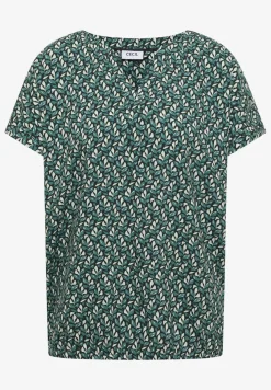 Blouse met gespleten hals en minimale print