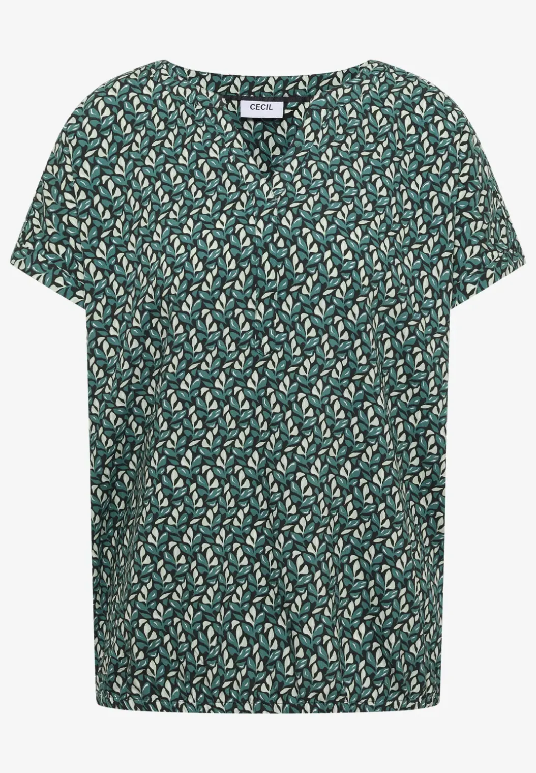 Blouse met gespleten hals en minimale print