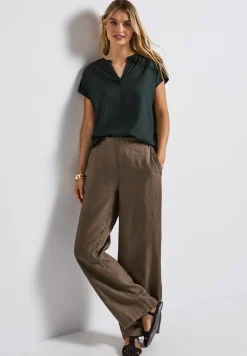 Blouse met gespleten hals in effen kleur