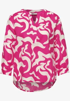 Blouse met gespleten hals van linnenmix