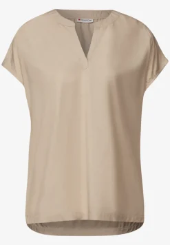 Blouse met gespleten hals in effen kleur