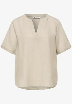 Blouse met gespleten hals van linnenmix