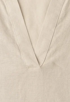 Blouse met gespleten hals van linnenmix