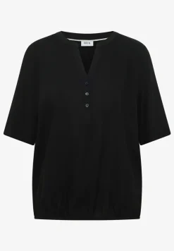 Blouse met gespleten hals en elastische zoom