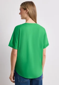 Blouse met gespleten hals en omslag